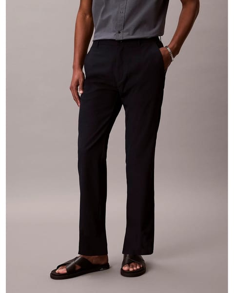 Dark Sapphire straight seersucker trousers