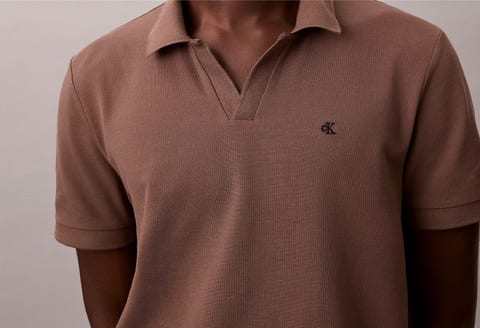 Open Collar Warm piqué polo shirt